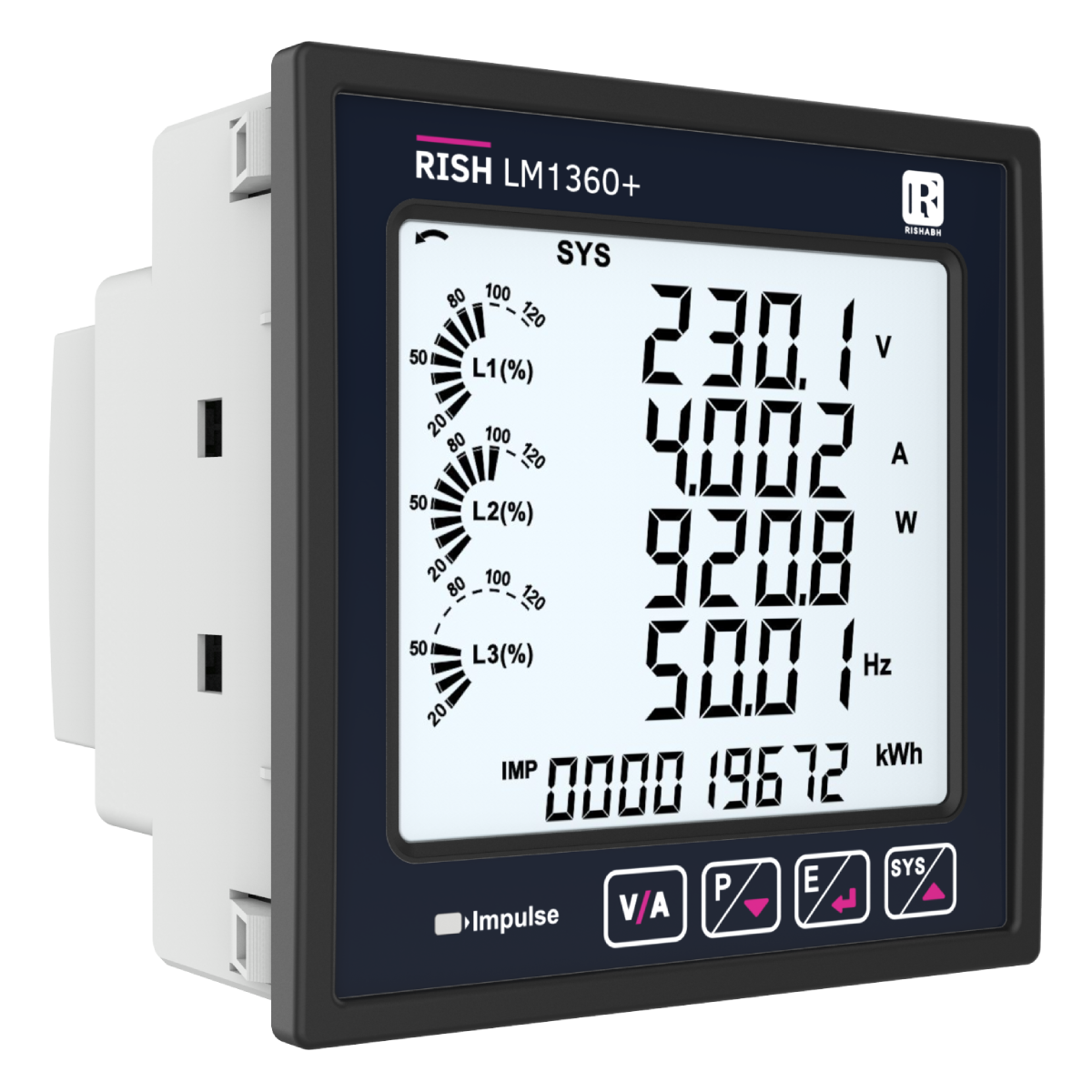 Smart Energy Meter with RJ12 CT Input - RISH LM1360+
